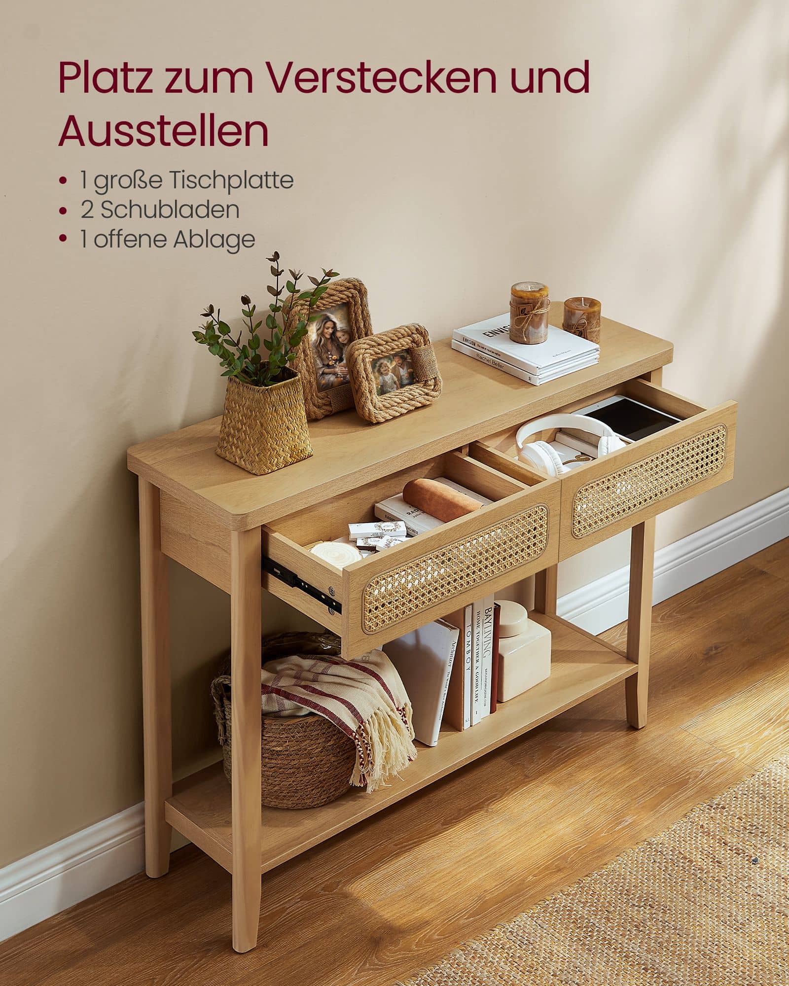 Konsolentisch mit 2 Schubladen Boho-Stil Konsolentisch mit 2 Schubladen Boho-Stil