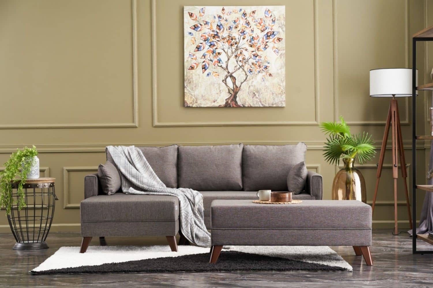 Kleines Bella Ecksofa mit Hocker – Die perfekte Lösung für kleine Räume