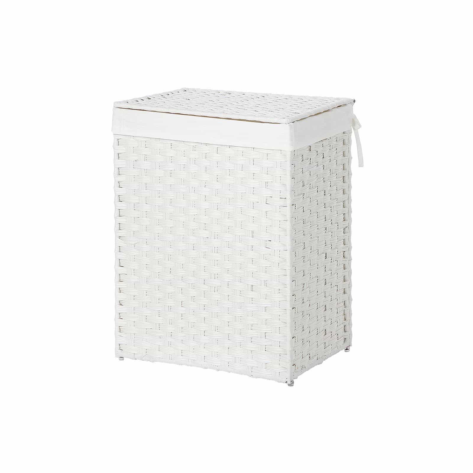 Wäschekorb aus Polyrattan Weiß Wäschekorb aus Polyrattan Weiß