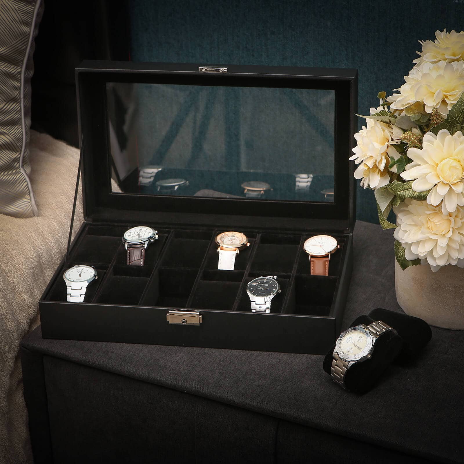 Stilvolle Uhrenbox für 12 Uhren-B34JWB12B Stilvolle Uhrenbox für 12 Uhren-B34JWB12B