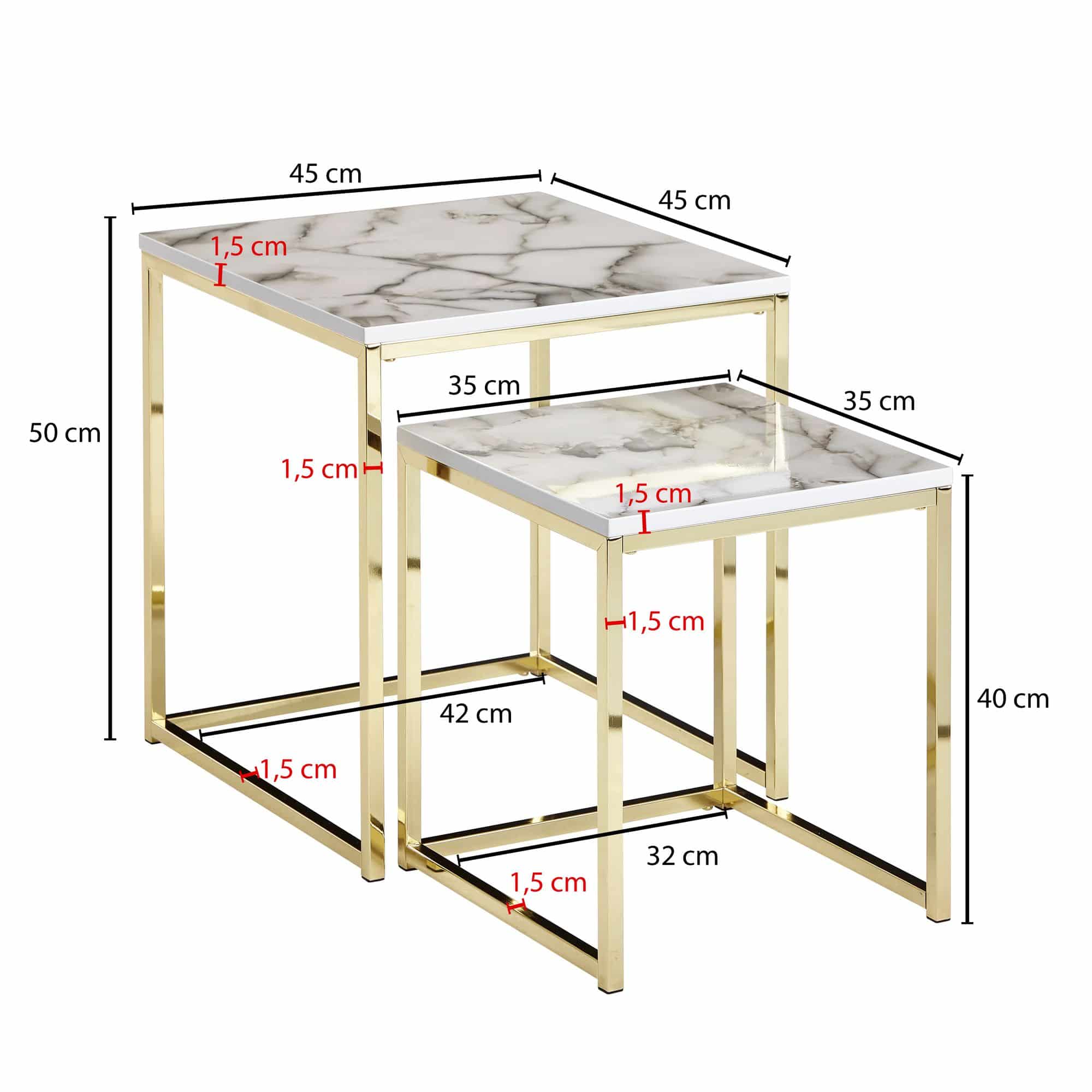 57302-Wohnling-Couchtisch-2er-Set-Marmoroptik-mit-Messing-Gestell-WL6-249-WL6-249_1 Design Beistelltisch 2er Set Weiß Marmor Optik Eckig