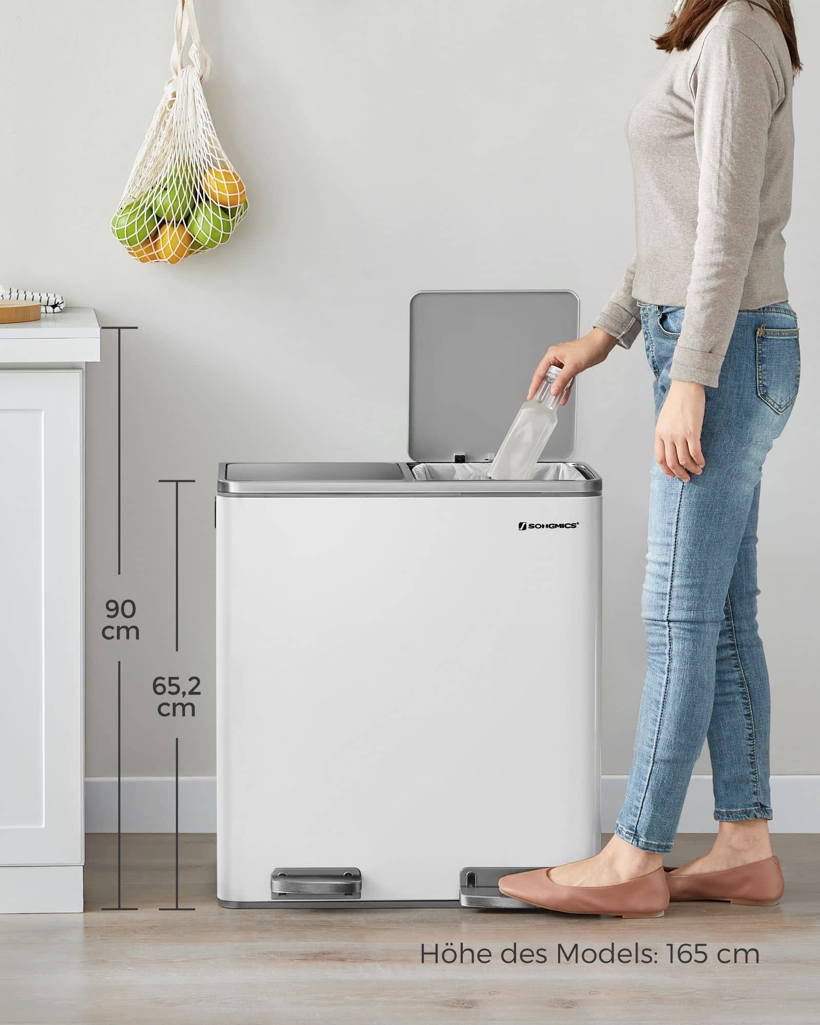 Treteimer mit 2 Fächern-B34LTB60WT Treteimer mit 2 Fächern-B34LTB60WT