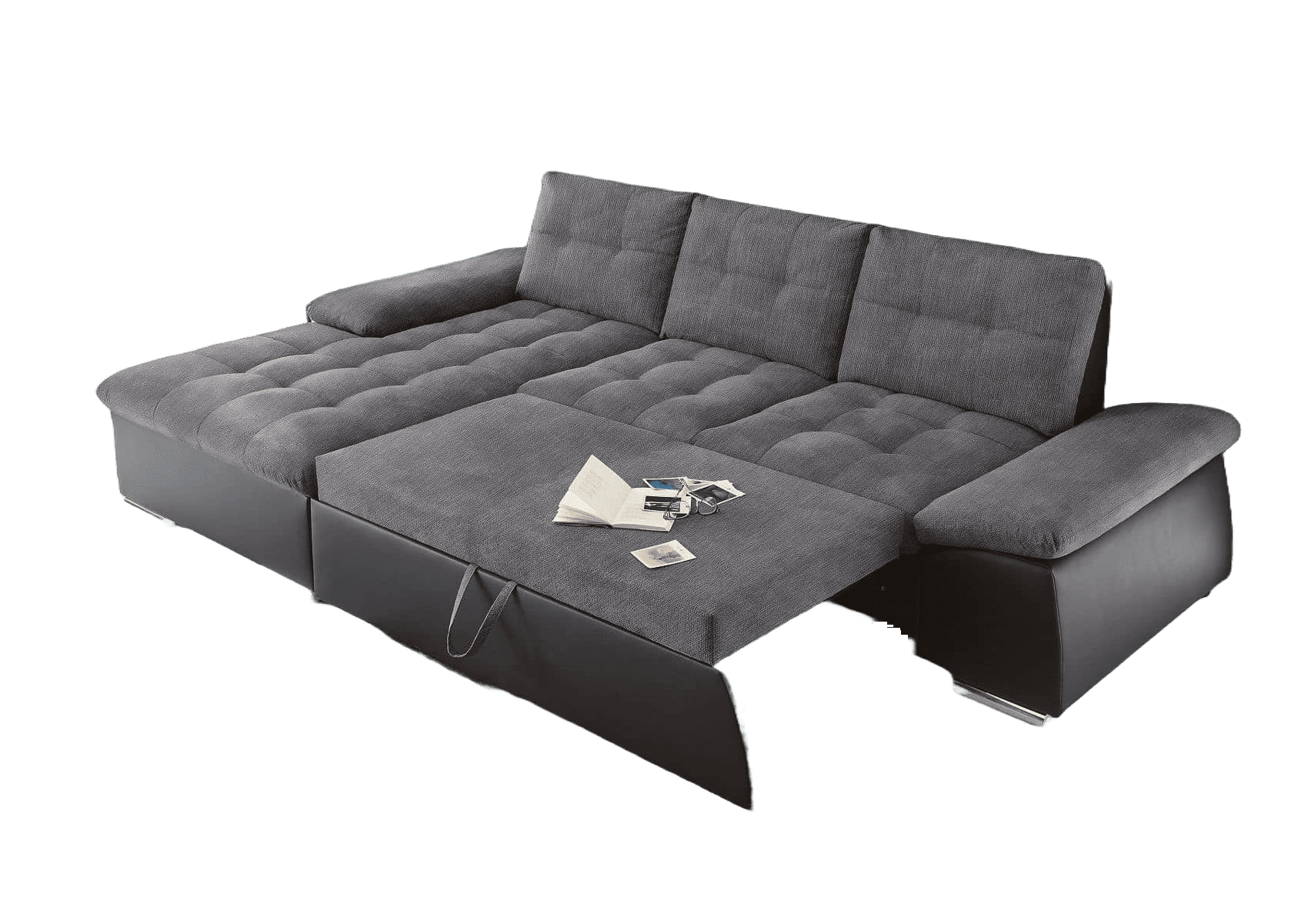 Ecksofa Jakarta Schwarz | Anthrazit – Modernes Sofa mit Schlaffunktion & verstellbaren Armlehnen Ecksofa Jakarta Schwarz | Anthrazit – Modernes Sofa mit Schlaffunktion & verstellbaren Armlehnen