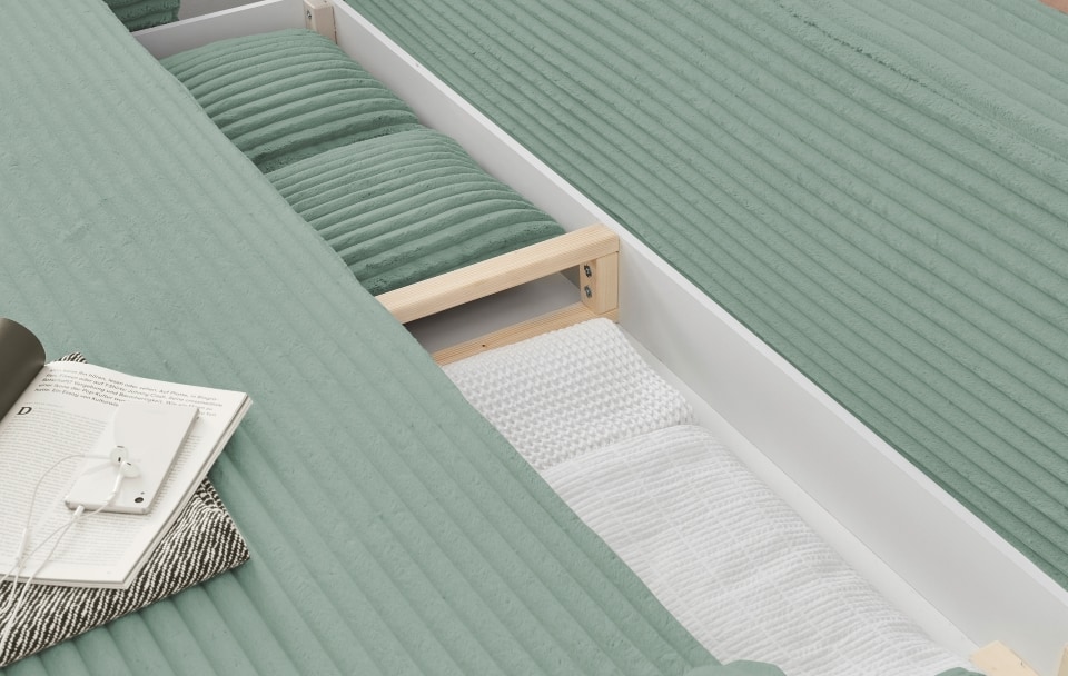 Carla_Ambience_Detail_14 Eleganter Komfort: Ed Exciting Design Sofa Carla – Sage mit Ambience Cord Bezug, Schlaffunktion & Bettkasten