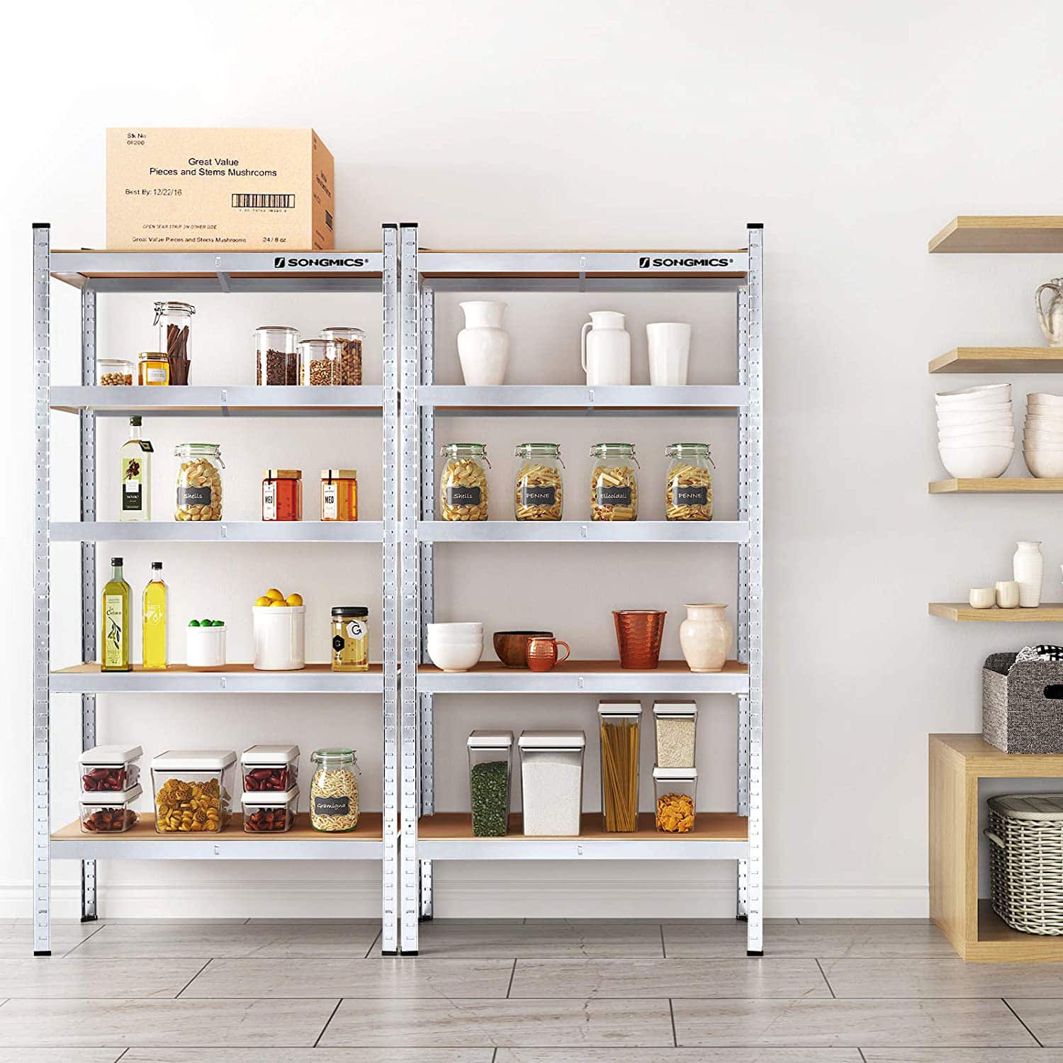 2er Set Lagerregal 180 cm hoch silbern-B34GLR80SV