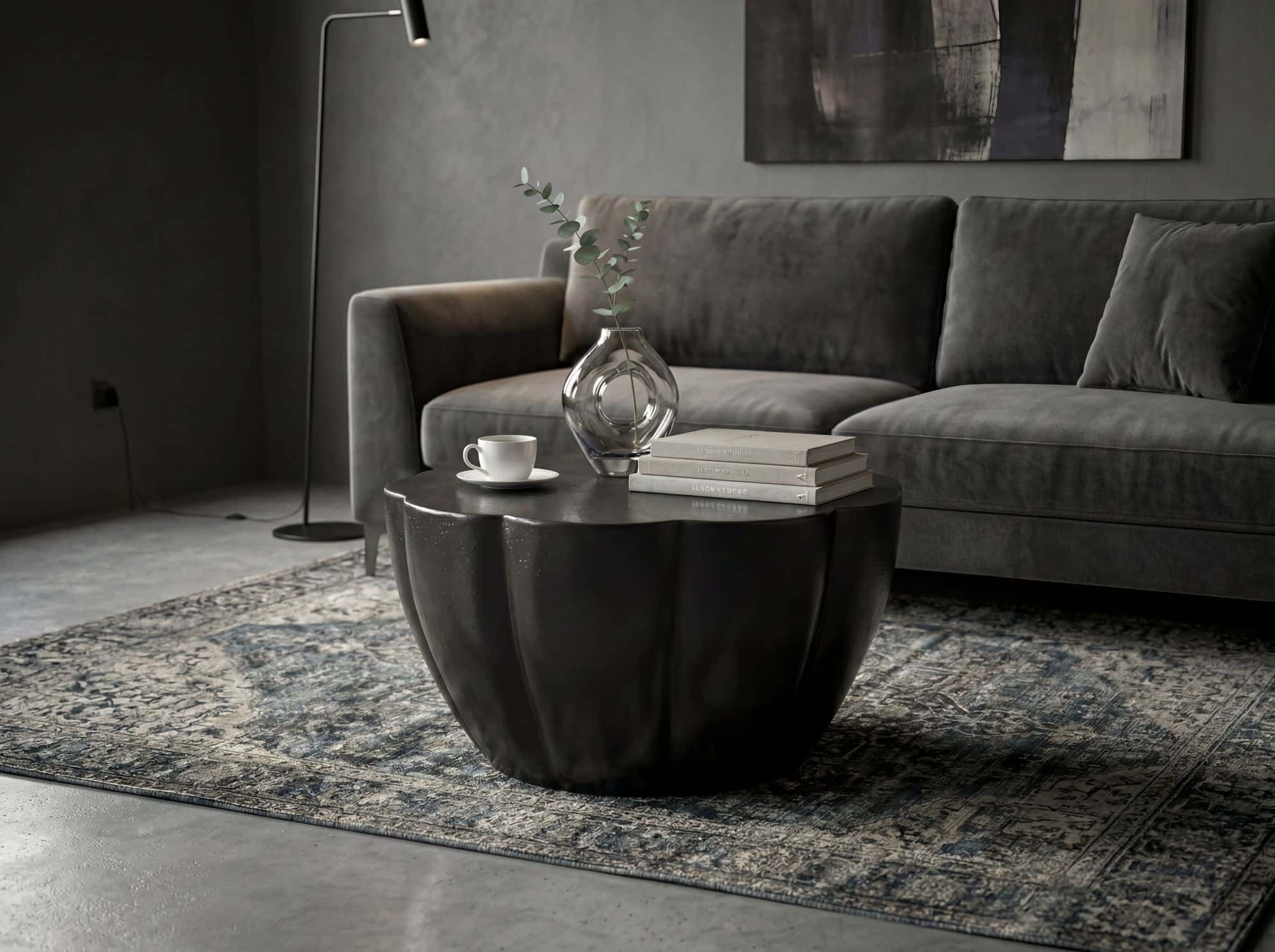 Couchtisch Aluminium 60cm Blütenform Schwarz - Runder Wohnzimmertisch - Design Sofatisch - Moderner Loungetisch - Beistelltisch Wohnzimmer Handmade Couchtisch Aluminium 60cm Blütenform Schwarz - Runder Wohnzimmertisch - Design Sofatisch - Moderner Loungetisch - Beistelltisch Wohnzimmer Handmade