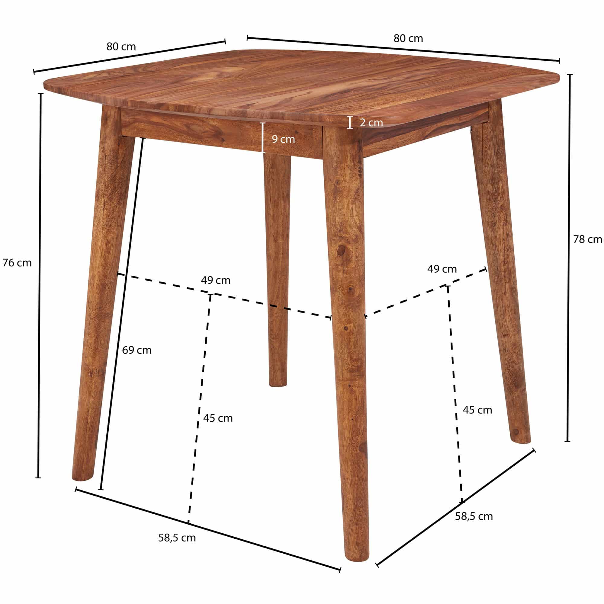 Esszimmertisch WL5.571 Sheesham 80x78x80 cm Massivholz Tisch Esszimmertisch WL5.571 Sheesham 80x78x80 cm Massivholz Tisch