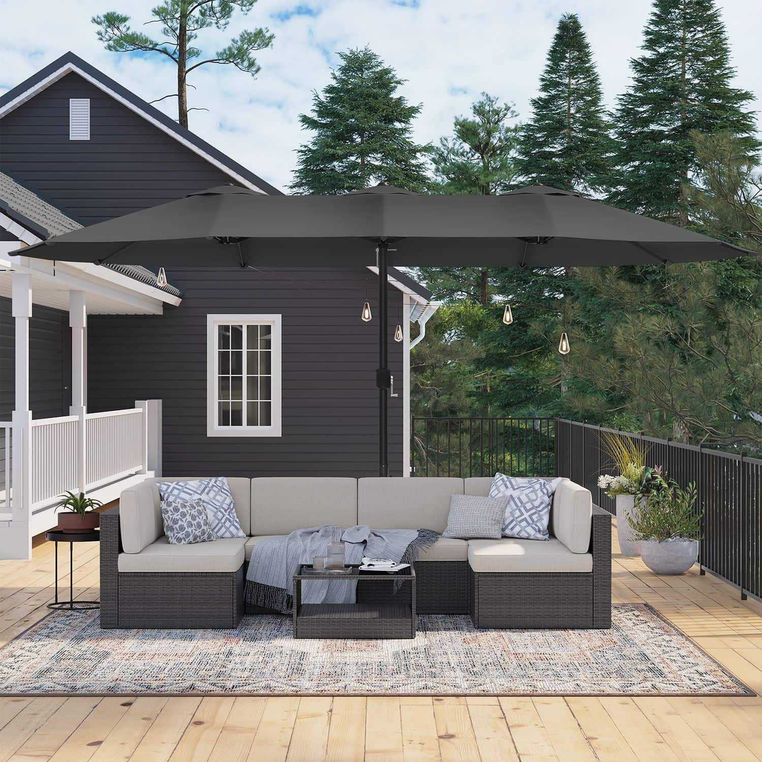 Doppelsonnenschirm 460 x 270 cm, extra großer Sonnenschirm, Gartenschirm Doppelsonnenschirm 460 x 270 cm, extra großer Sonnenschirm, Gartenschirm