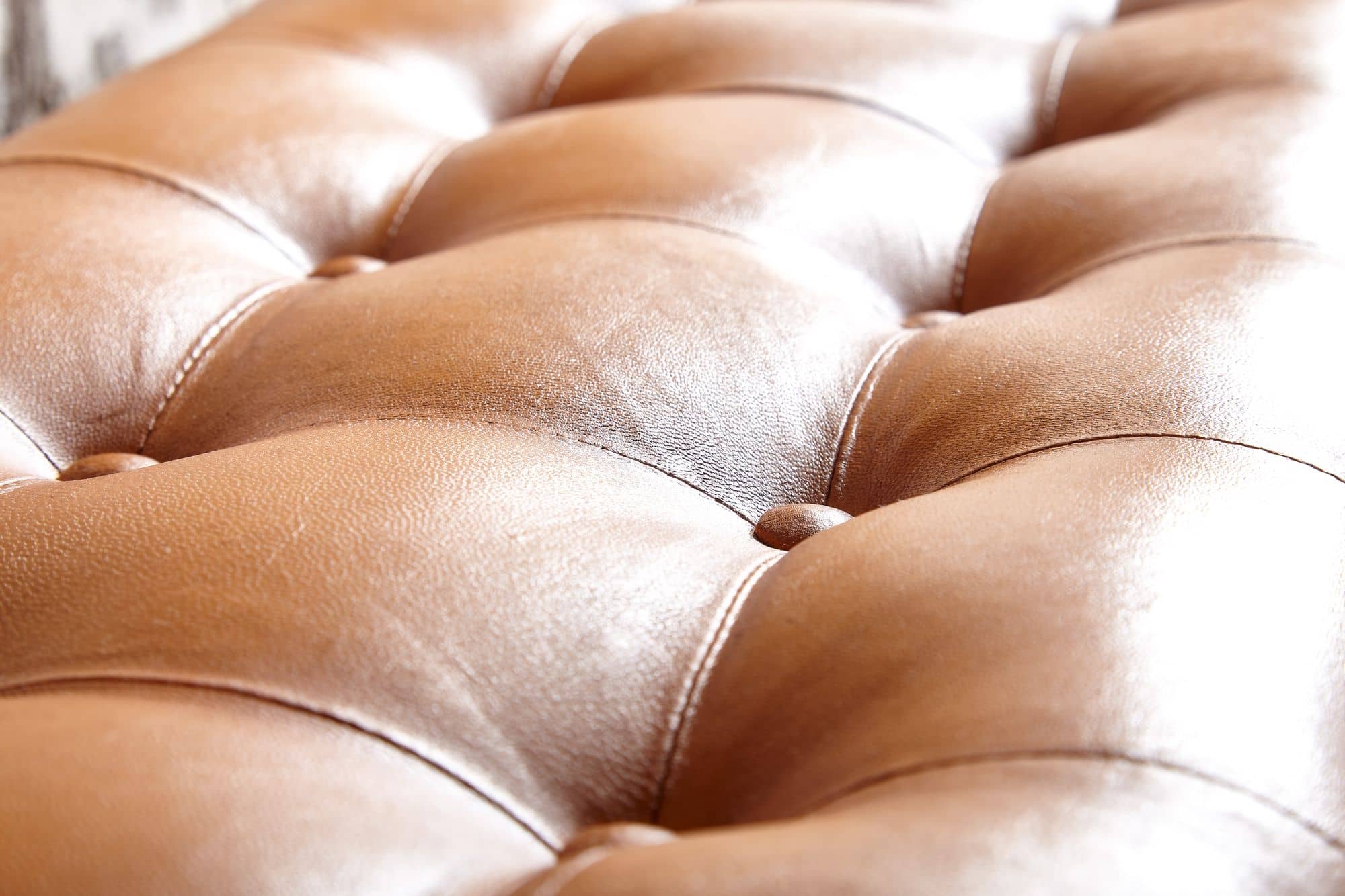 Sitzbank Echtleder / Massivholz Bank Braun 125x50x38 cm Chesterfield