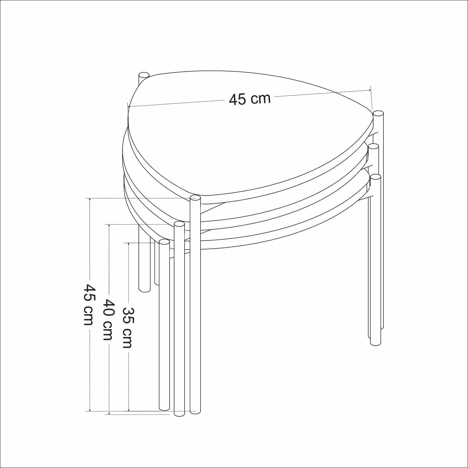 Lenny - Walnuss - 3er Satztisch