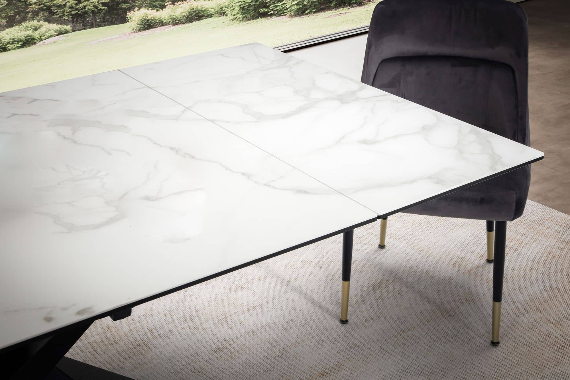 Esszimmertisch 180 - 260 cm Ausziehbar Keramik Glas Weiß Esszimmertisch 180 - 260 cm Ausziehbar Keramik Glas Weiß