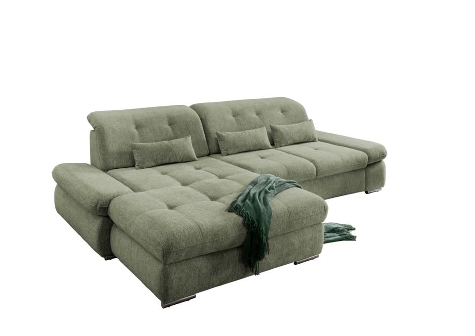 Multifunktionales Ecksofa Dalida mit Schlaffunktion, Sitztiefenverstellung und verstellbaren Kopfteilen von Benformato Multifunktionales Ecksofa Dalida mit Schlaffunktion, Sitztiefenverstellung und verstellbaren Kopfteilen von Benformato