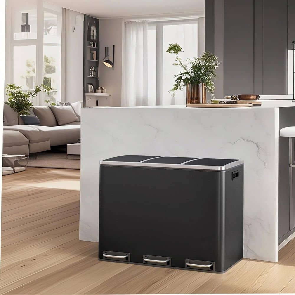 Mülleimer Küche, 3 x 18 L, Mülltrennsystem 3 Fächer