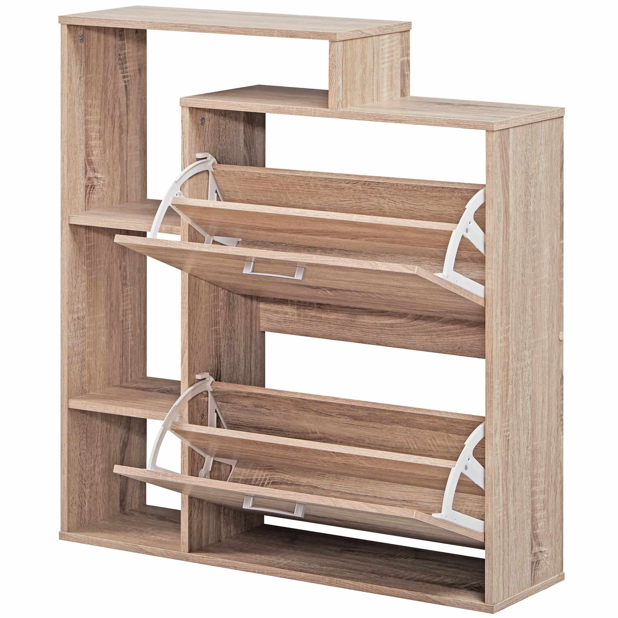 40530-WOHNLING-Moderner-Schuhkipper-SAMO-Holz-2-Faecher-Sonoma-Eiche-12-Paar-Schuhe-Schuhschrank-85-x-24-x-93-cm-Schuhkommode-Flur-mit-Ablage-Regal-flur-moebel-schuh-aufbewahrun_4 Moderner Schuhkipper MASSA Holz 2 Fächer Sonoma Eiche 12 Paar Schuhe