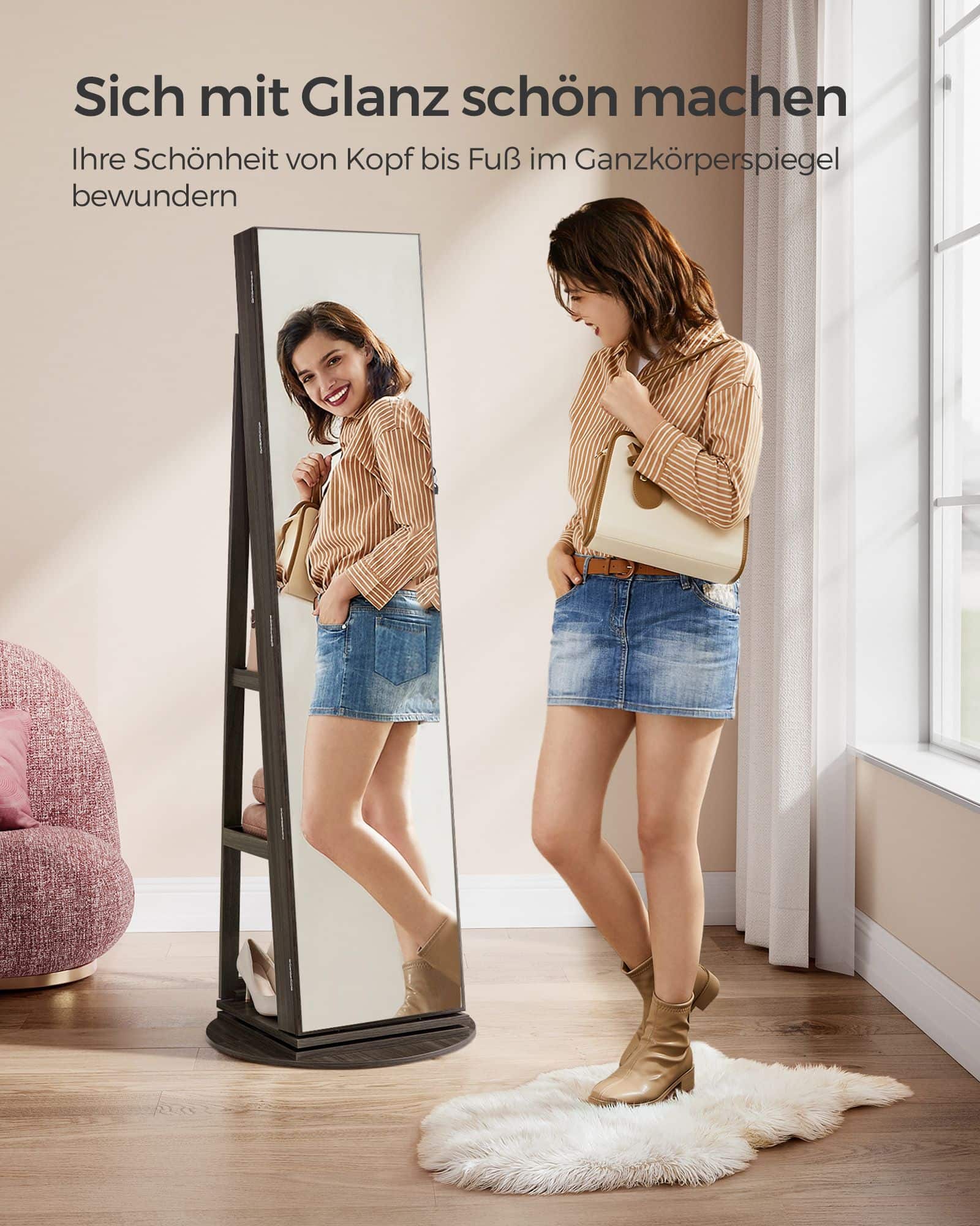 Schmuckschrank, Spiegelschrank, mit rahmenlosem Ganzkörperspiegel Schmuckschrank, Spiegelschrank, mit rahmenlosem Ganzkörperspiegel