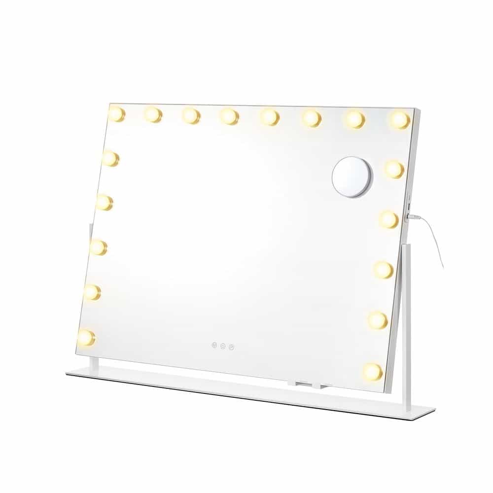 Schminkspiegel mit Beleuchtung und 18 LED-Glühbirnen mattweiß Schminkspiegel mit Beleuchtung und 18 LED-Glühbirnen mattweiß