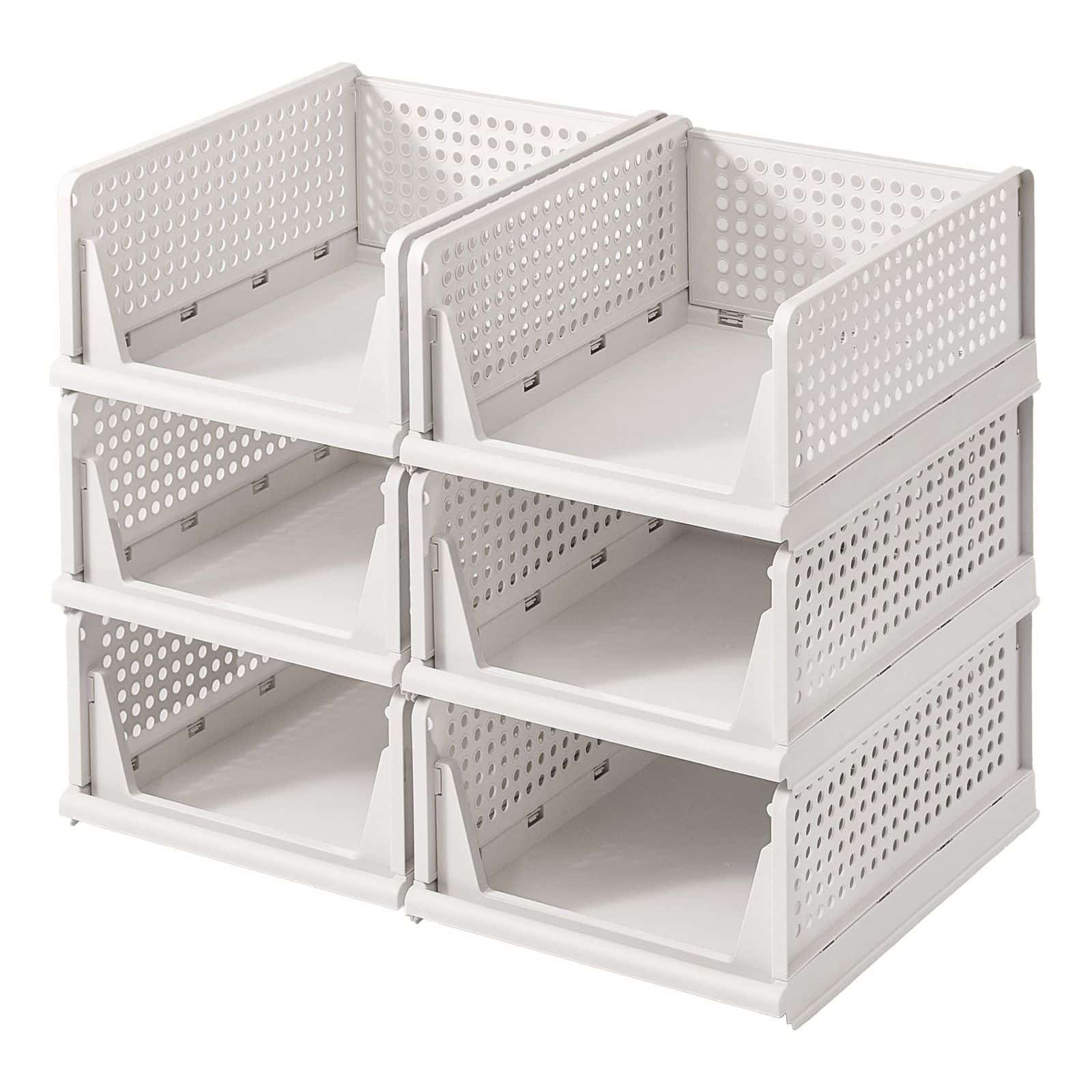 Schrank-Organizer klappbar, Kleiderschrank-Organizer stapelbar, ausziehbarer Korb 6er Set Schrank-Organizer klappbar, Kleiderschrank-Organizer stapelbar, ausziehbarer Korb 6er Set