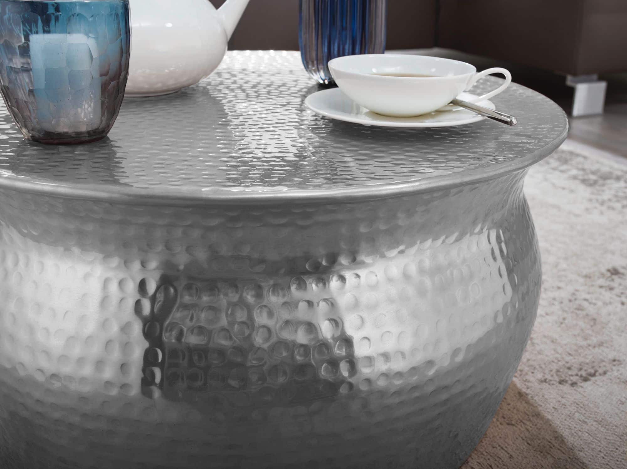 46260-WOHNLING-Couchtisch-KARAM-60x60x30-cm-Alumi_3 Couchtisch 60x30,5x60cm Aluminium Silber Beistelltisch orientalisch rund