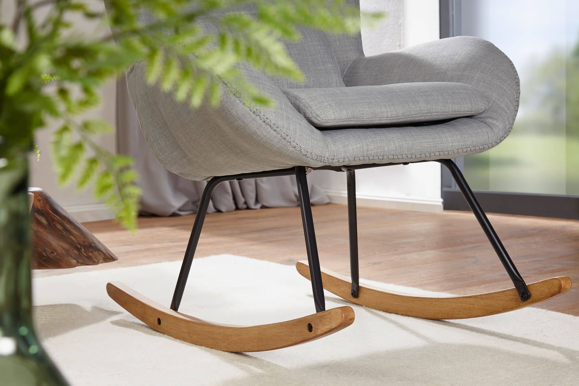 Schaukelstuhl CAPRI Grau Design Relaxsessel 75 x 110 x 88