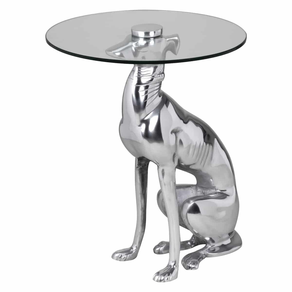 38947-Wohnling-Beistelltisch-DOG-Silber-40-cm-WL1_5 Design Deko Beistelltisch Figur DOG aus Aluminium Farbe Silber