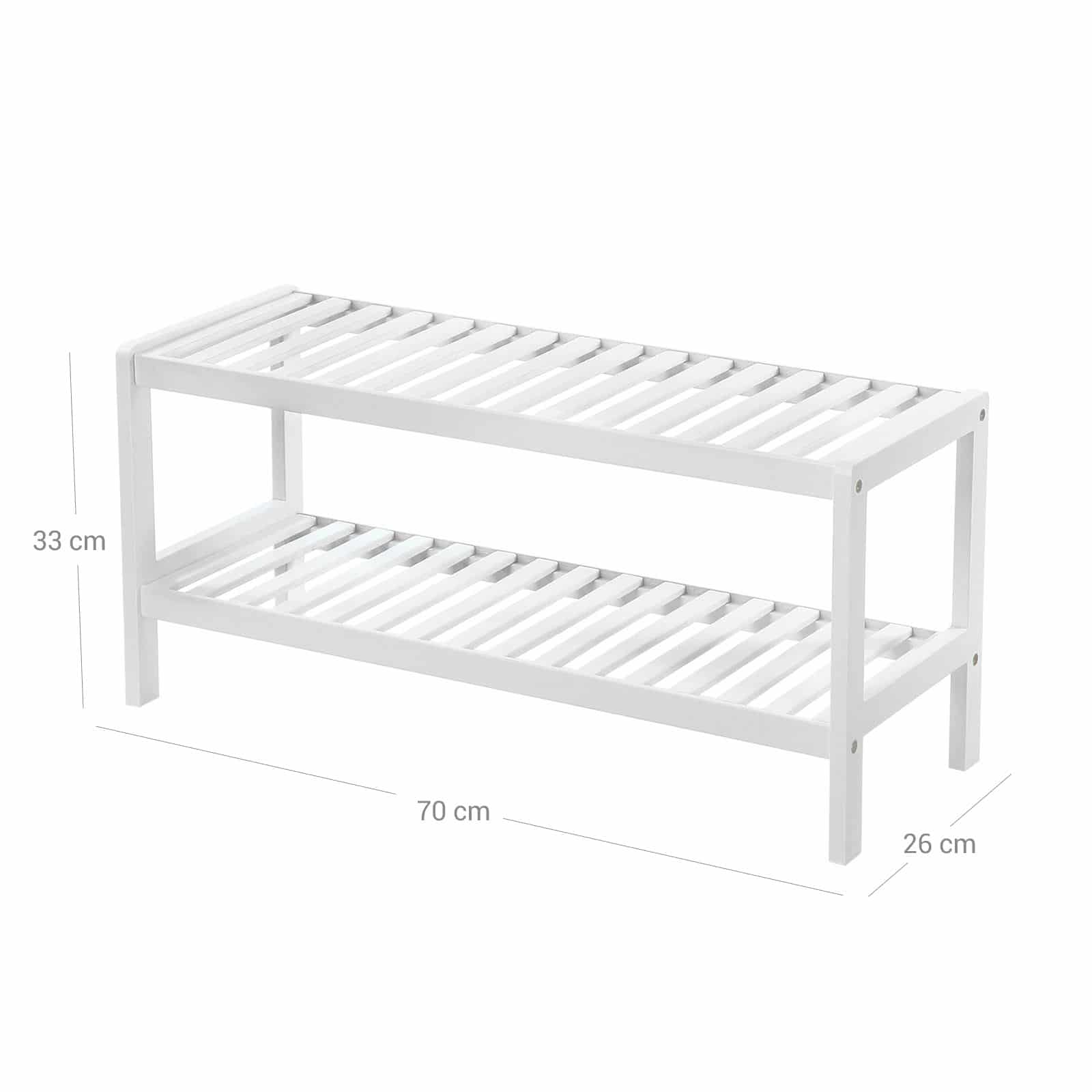 Schlichtes Schuhregal Bambus Weiß-LBS02WT