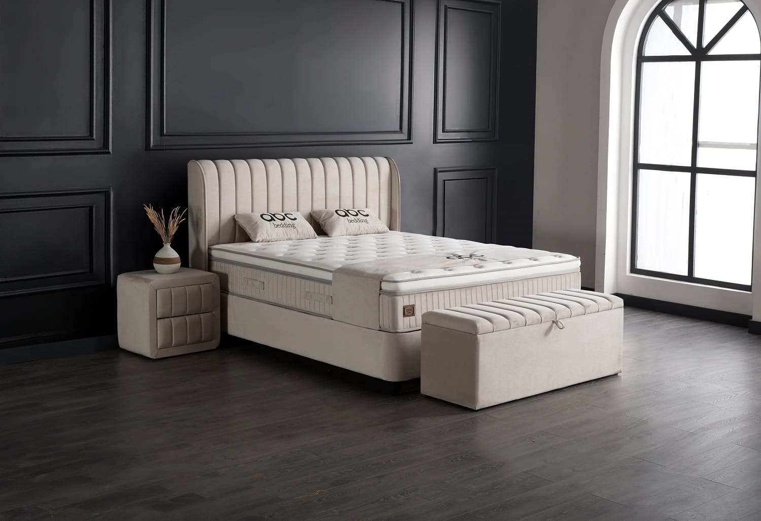 ABC Bedding Boxspringbett Mabel in beige 140 x 200 - Luxus & Design ABC Bedding Boxspringbett Mabel in beige 140 x 200 - Luxus & Design