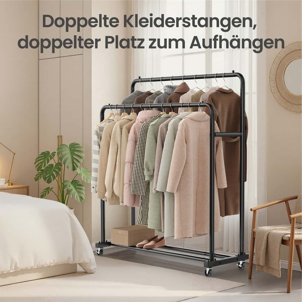 Kleiderständer, Kleiderstange auf Rollen, Garderobenständer