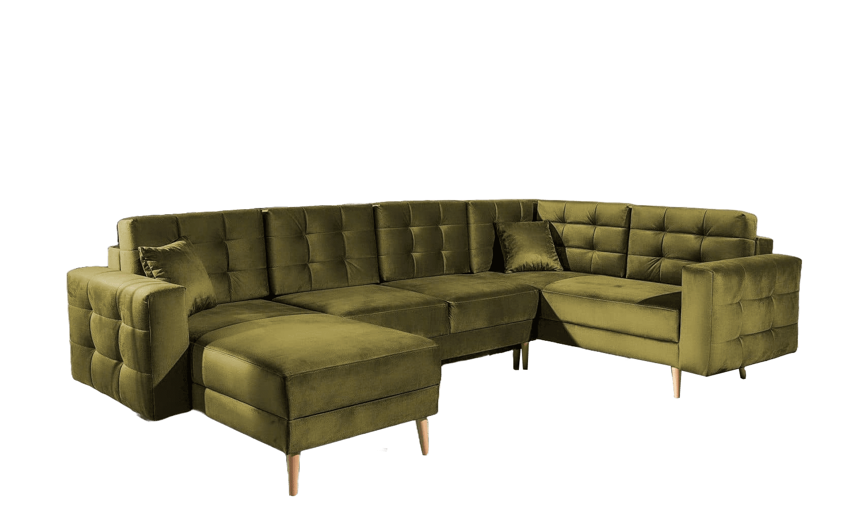 Wohnlandschaft Asgard U Grün – Schlafsofa mit Stauraum