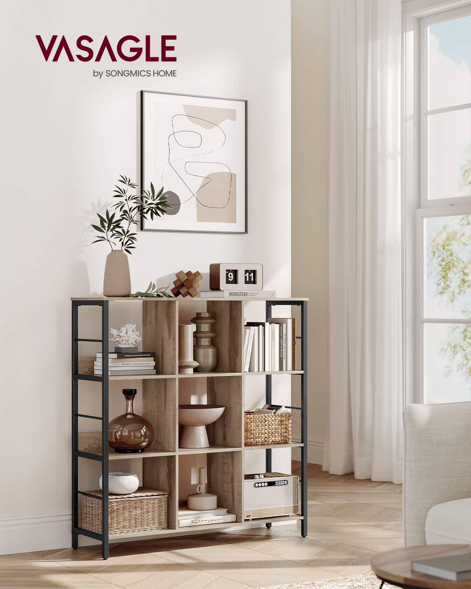 Regal mit 3 Ebenen und 9 Fächern