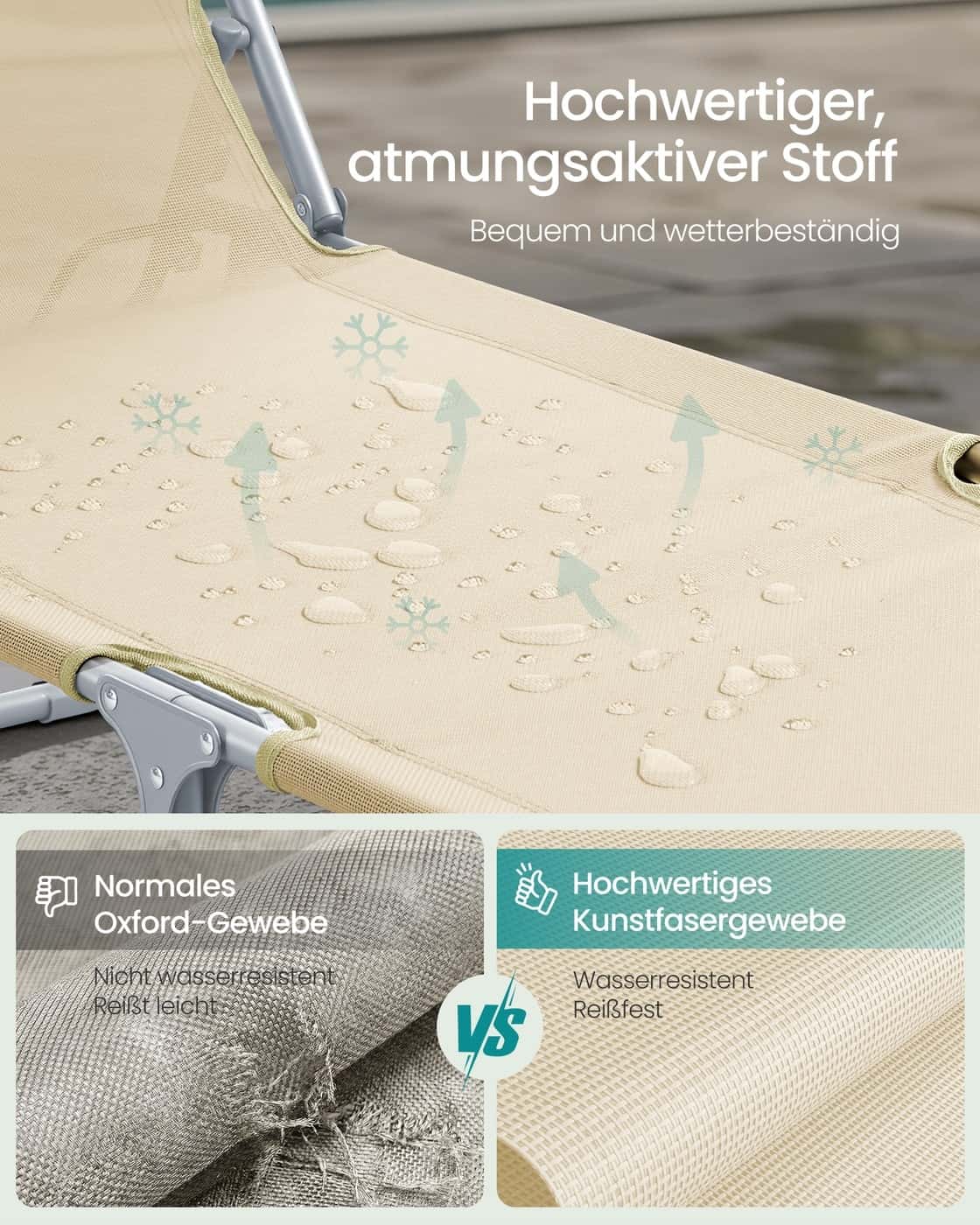 189 x 53 x 28,5 cm Klappbare Sonnenliege mit verstellbarer Rückenlehne und Blende beige 189 x 53 x 28,5 cm Klappbare Sonnenliege mit verstellbarer Rückenlehne und Blende beige