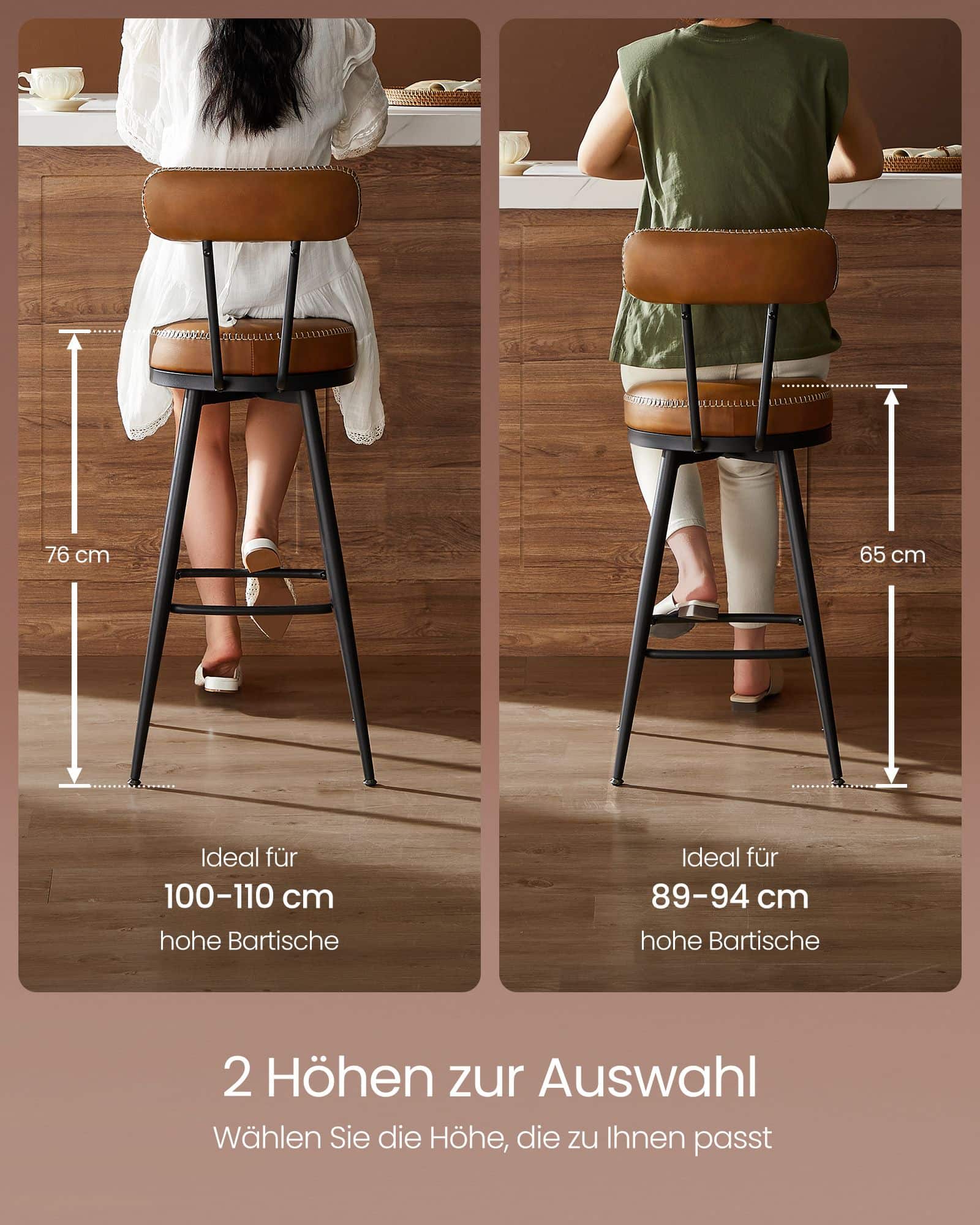 EKHO Kollektion - Barhocker 2er Set aus Kunstleder karamellbraun EKHO Kollektion - Barhocker 2er Set aus Kunstleder karamellbraun