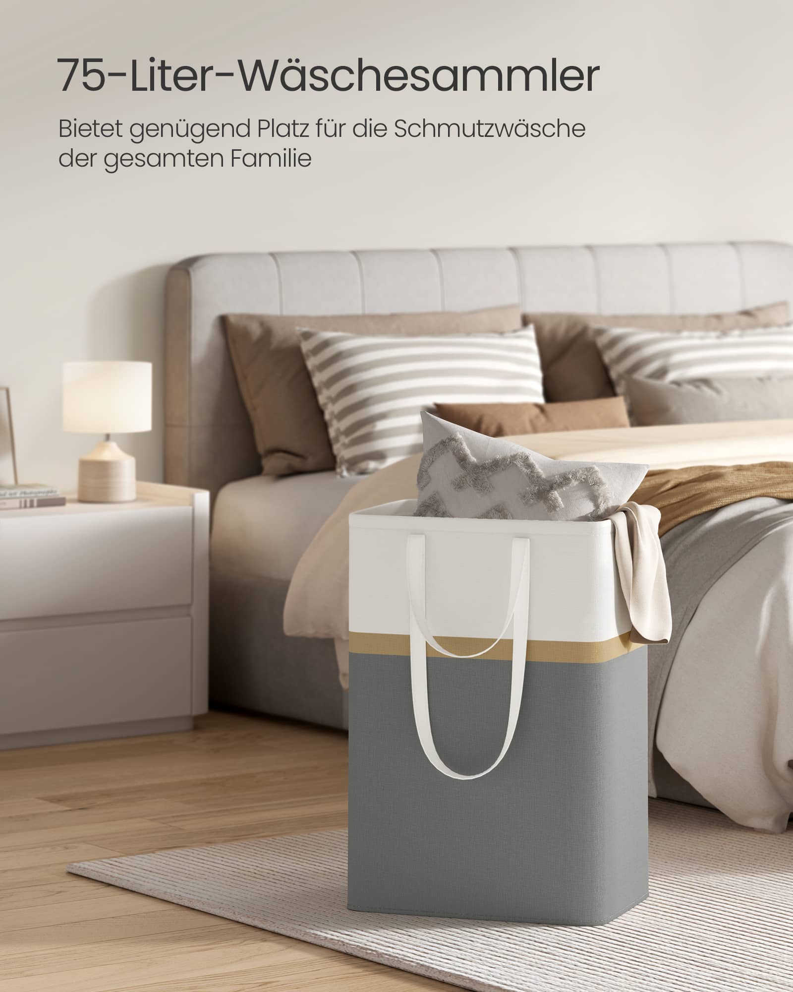 Wäschekorb 2er Set 75 L mit Griffen schiefergrau Wäschekorb 2er Set 75 L mit Griffen schiefergrau
