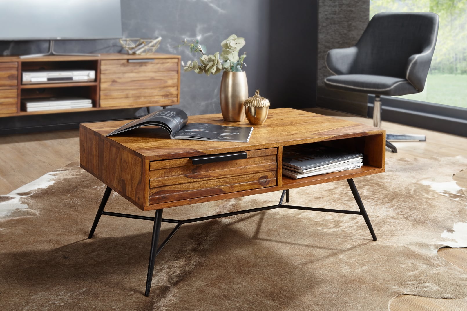 47225-WOHNLING-Couchtisch-NISHAN-90x55x41-cm-Shee_4 Couchtisch Nishan 87 × 55 × 41 cm – Wohnling Sheesham