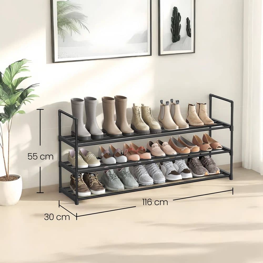 Schuhregal mit 3 Ebenen, Schuhständer aus Metall, Schuhaufbewahrung
