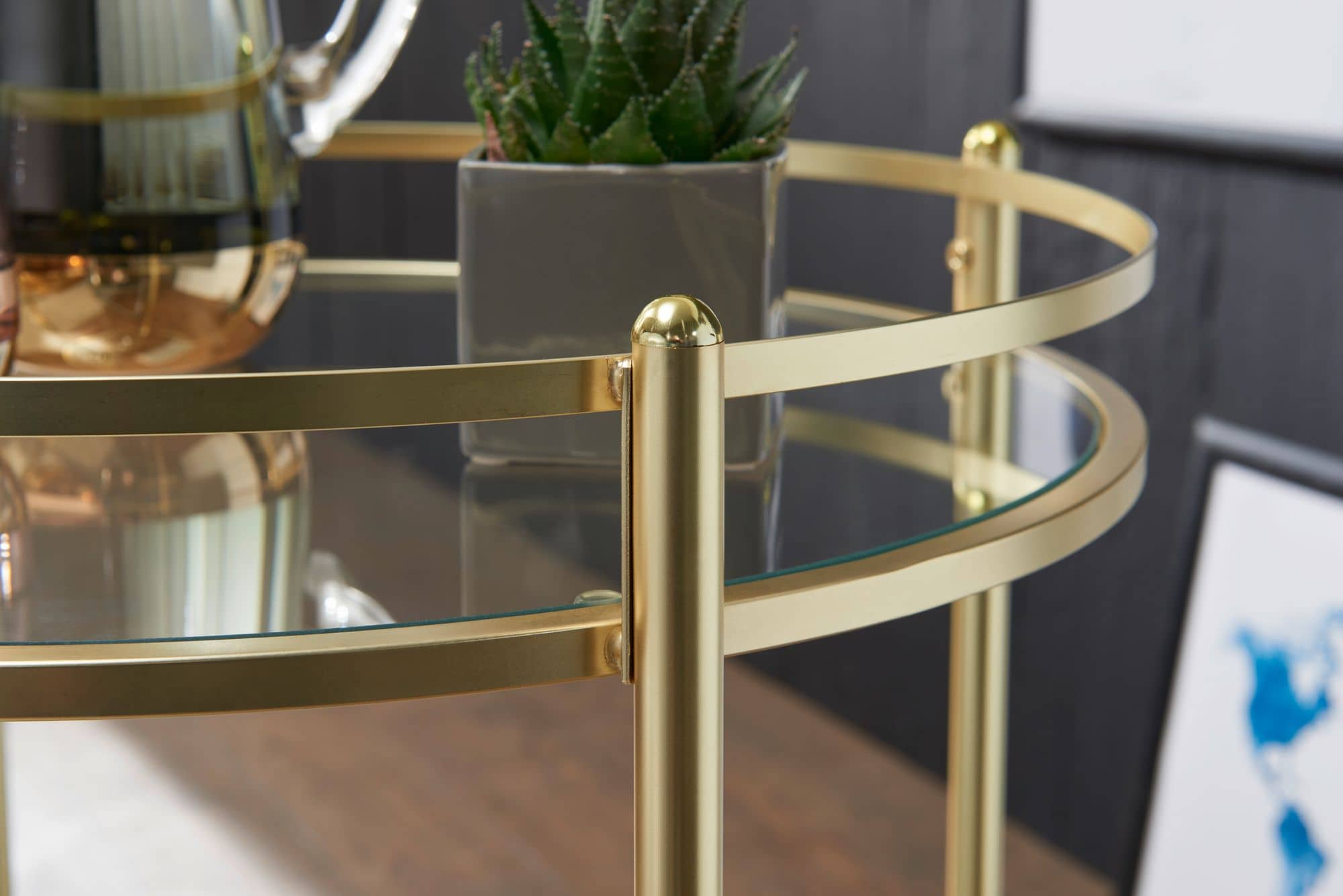 47926-WOHNLING-Servierwagen-JAMES-matt-gold-WL5-7_4 Design Servierwagen Gold Ø 57 cm Beistelltisch