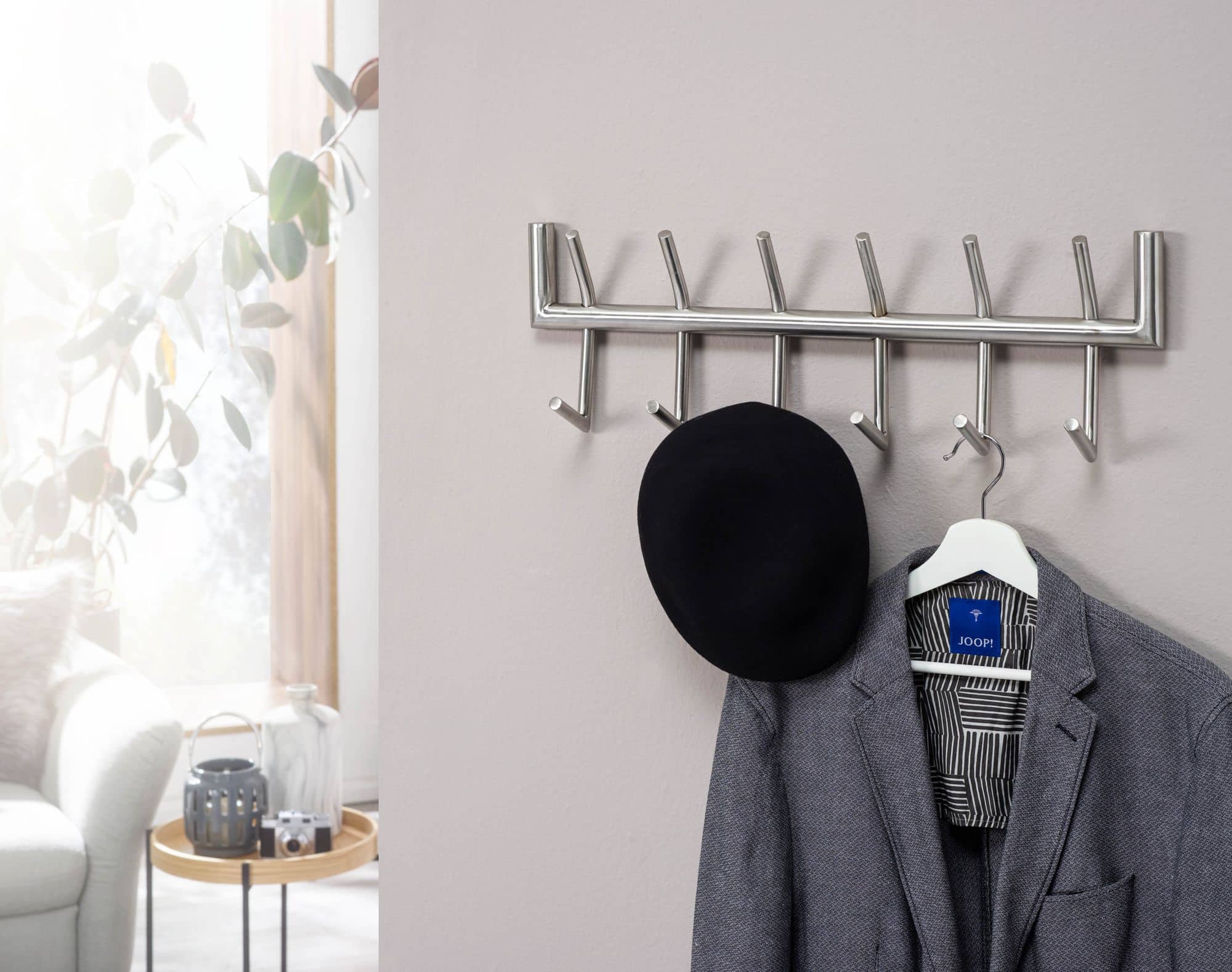 63399-WOHNLING-Garderobe-Stahl-Matt-60x10x20-cm-WL6-444-WL6-444_5226Wu9nylYa4Z Wandgarderobe Metall Silber 60x19x10 cm Design Flurgarderobe Stahl