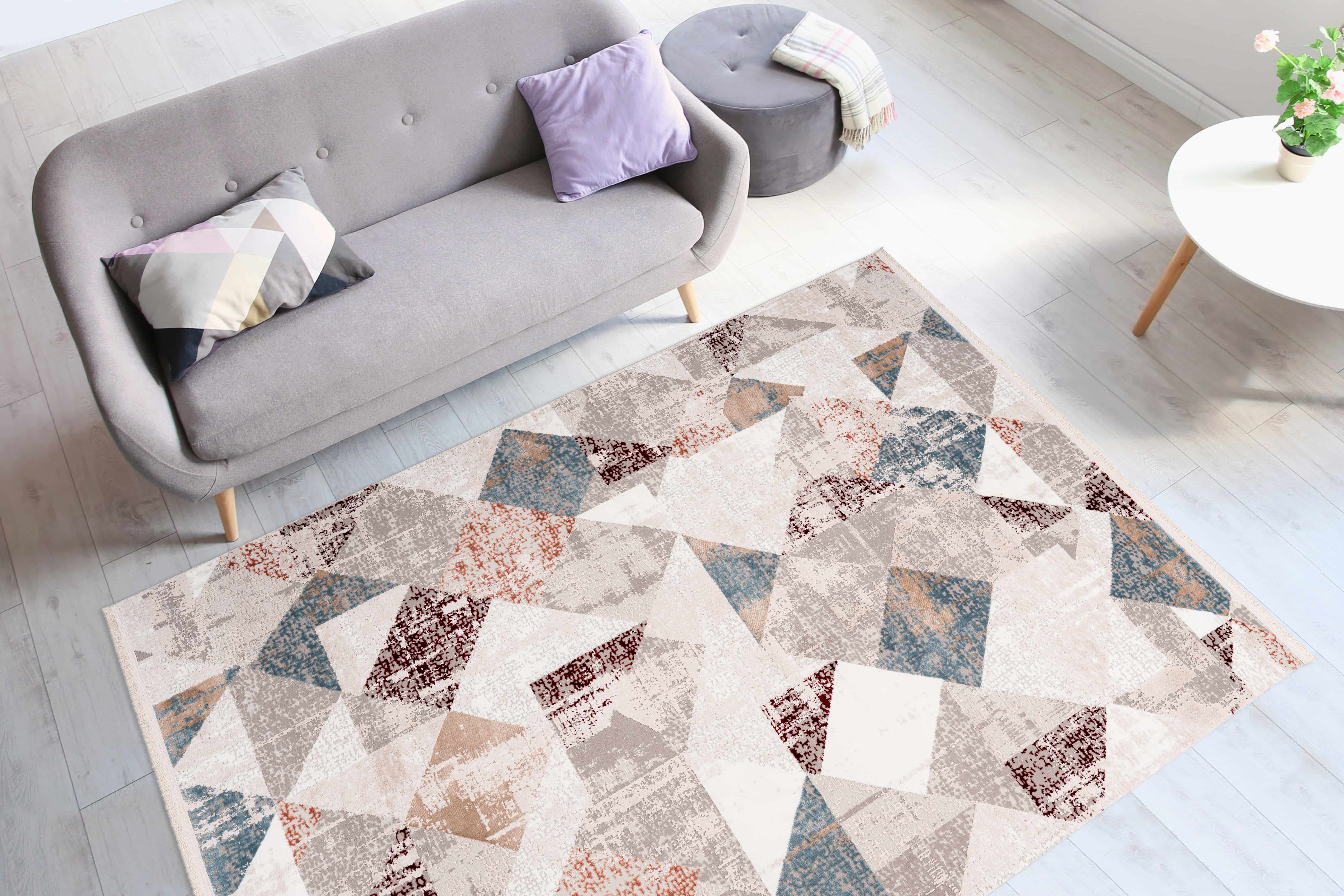 Teppich Akropolis 225 Grau / Lachsrosa 80cm x 150cm | Vintage-Teppich