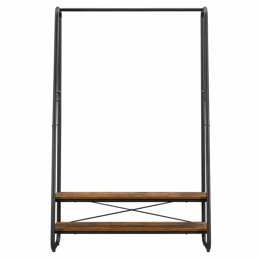 Kleiderständer, Garderobenständer mit 2 Ablagen, 6 Haken in S-Form Kleiderständer, Garderobenständer mit 2 Ablagen, 6 Haken in S-Form