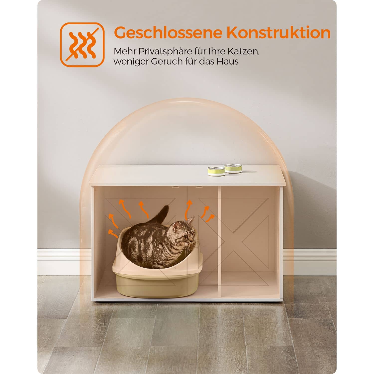 Katzenklo-Schrank mit herausnehmbarer Trennwand-PCL002W01 Katzenklo-Schrank mit herausnehmbarer Trennwand-PCL002W01