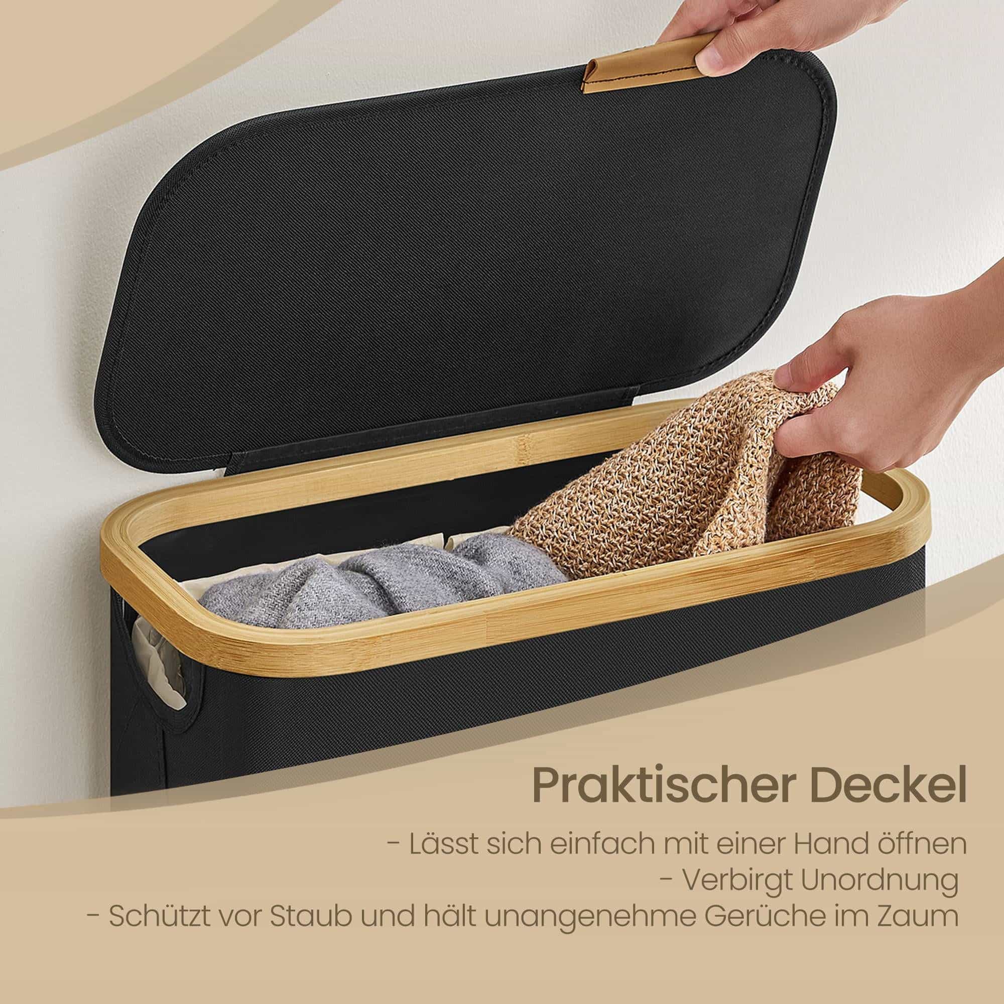 Wäschekorb, Wäschesammler mit Deckel, 65 L Wäschekorb, Wäschesammler mit Deckel, 65 L