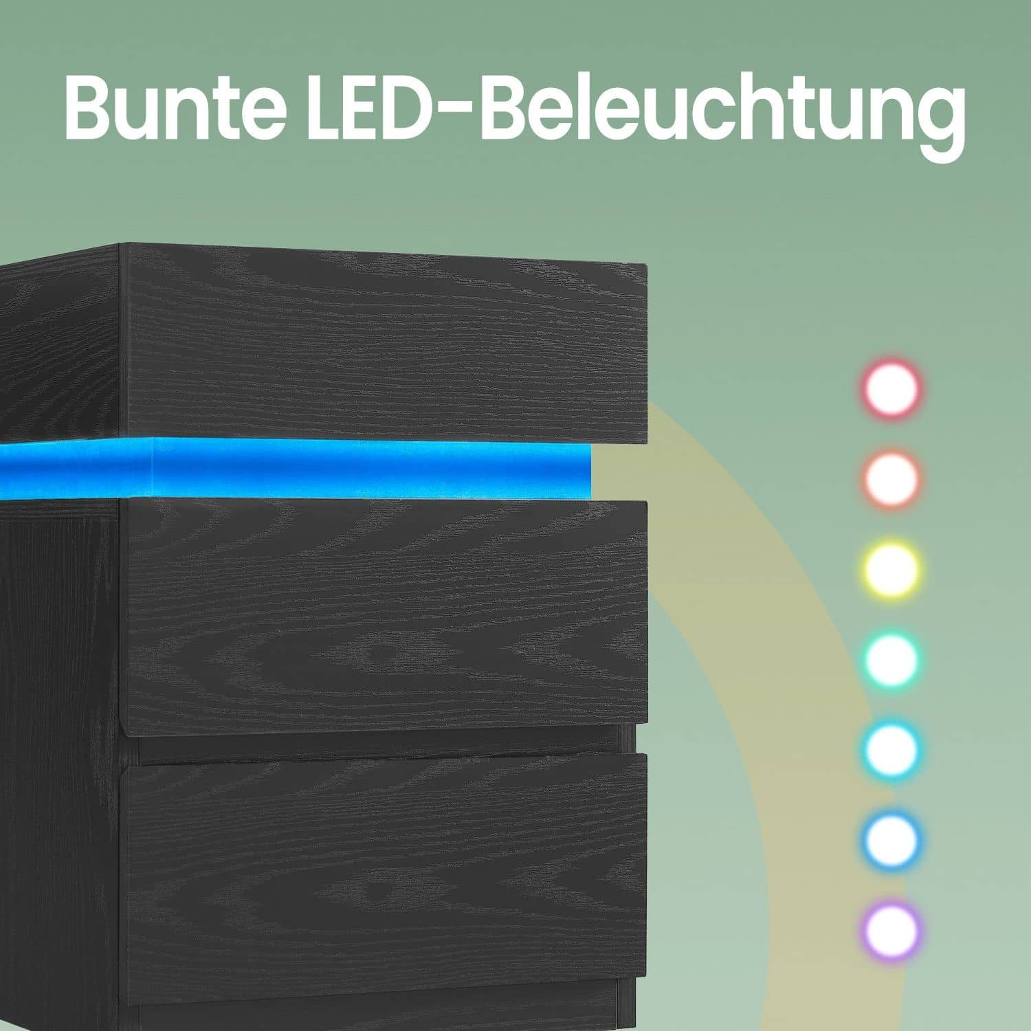 Nachttisch mit LED-Beleuchtung, Beistelltisch, einstellbare Farben Nachttisch mit LED-Beleuchtung, Beistelltisch, einstellbare Farben