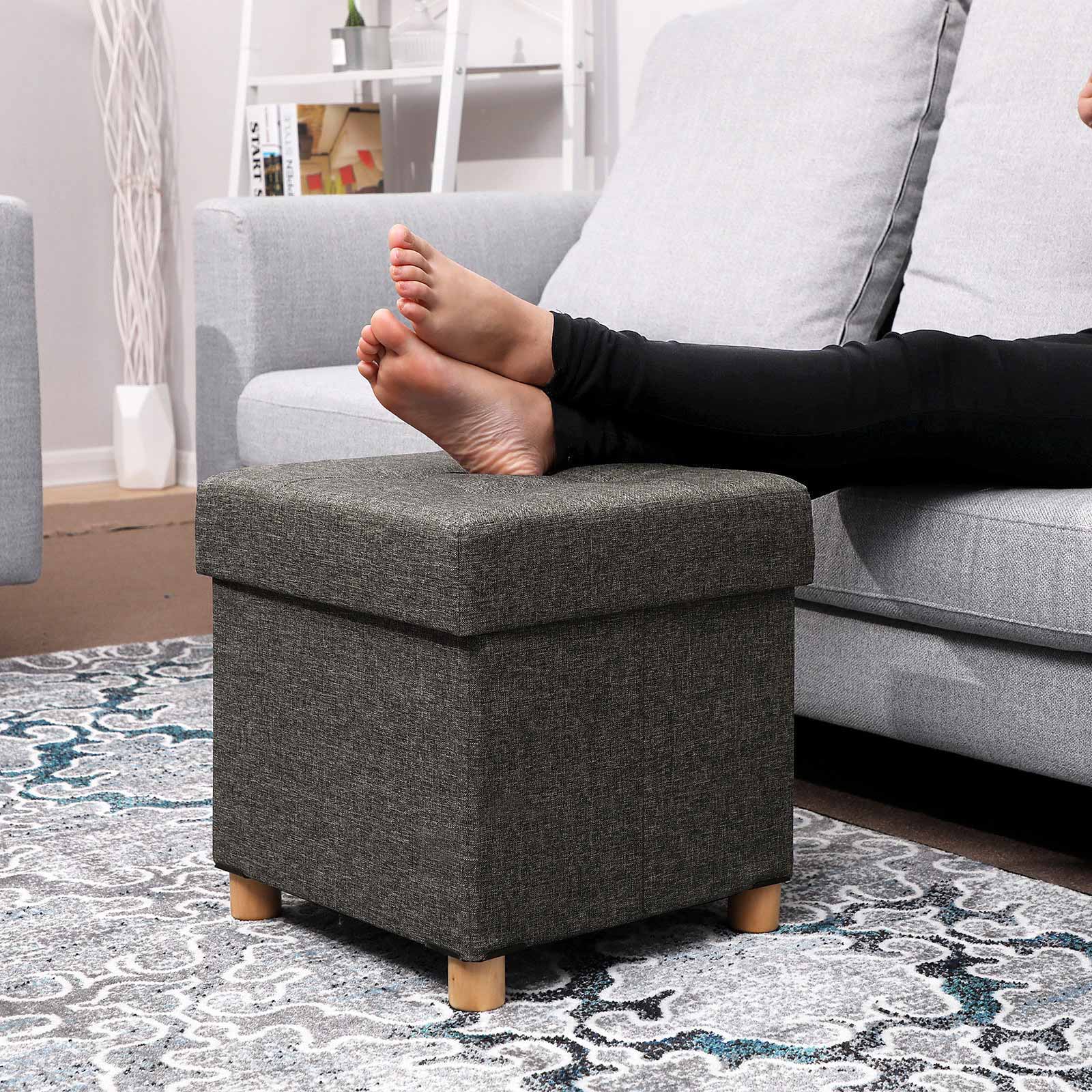 Sitzhocker mit Holzfüßen Dunkelgrau-B34LSF14GYZ Sitzhocker mit Holzfüßen Dunkelgrau-B34LSF14GYZ
