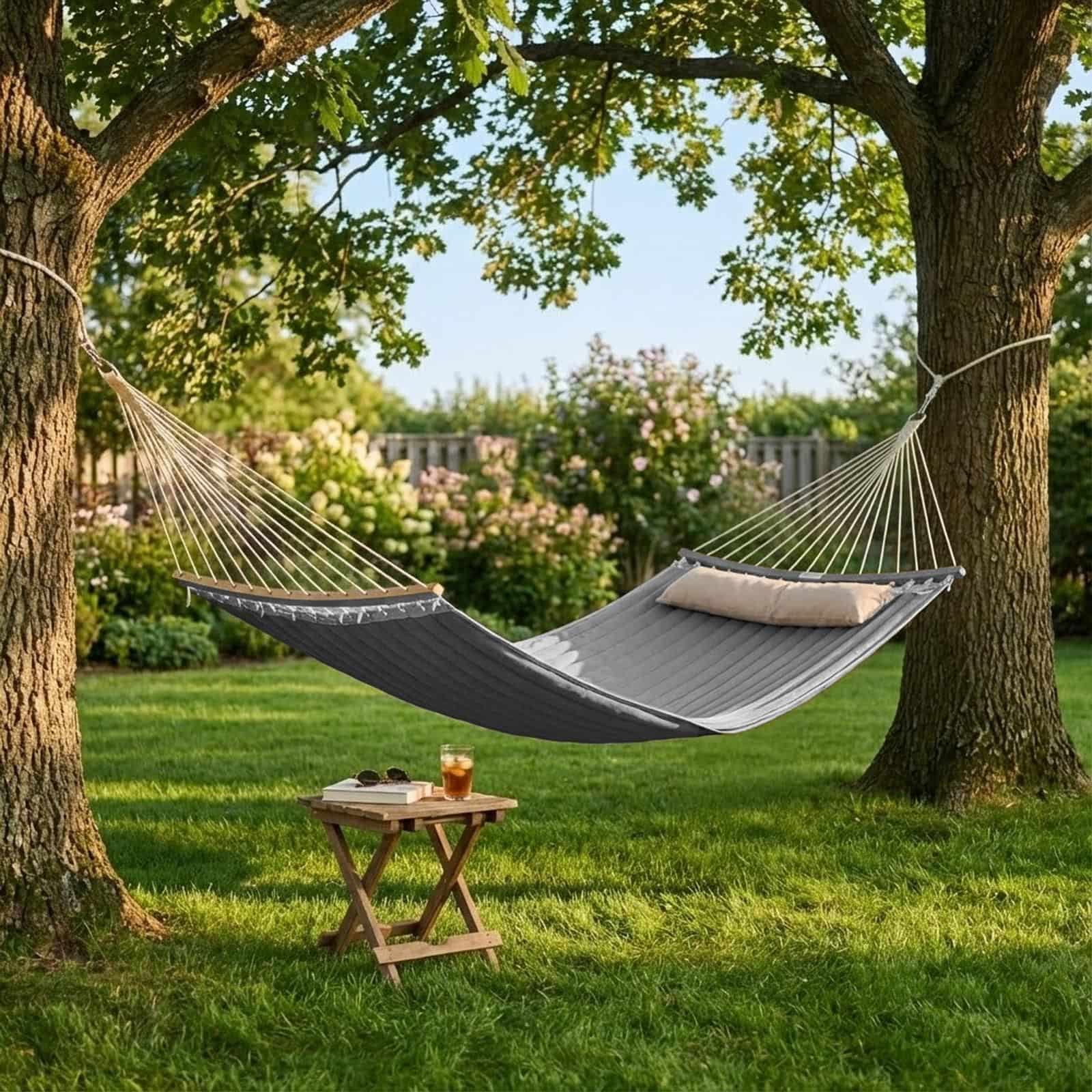 Doppel-Hängematte, gepolstert mit Kissen, Outdoor Camping Hängematte