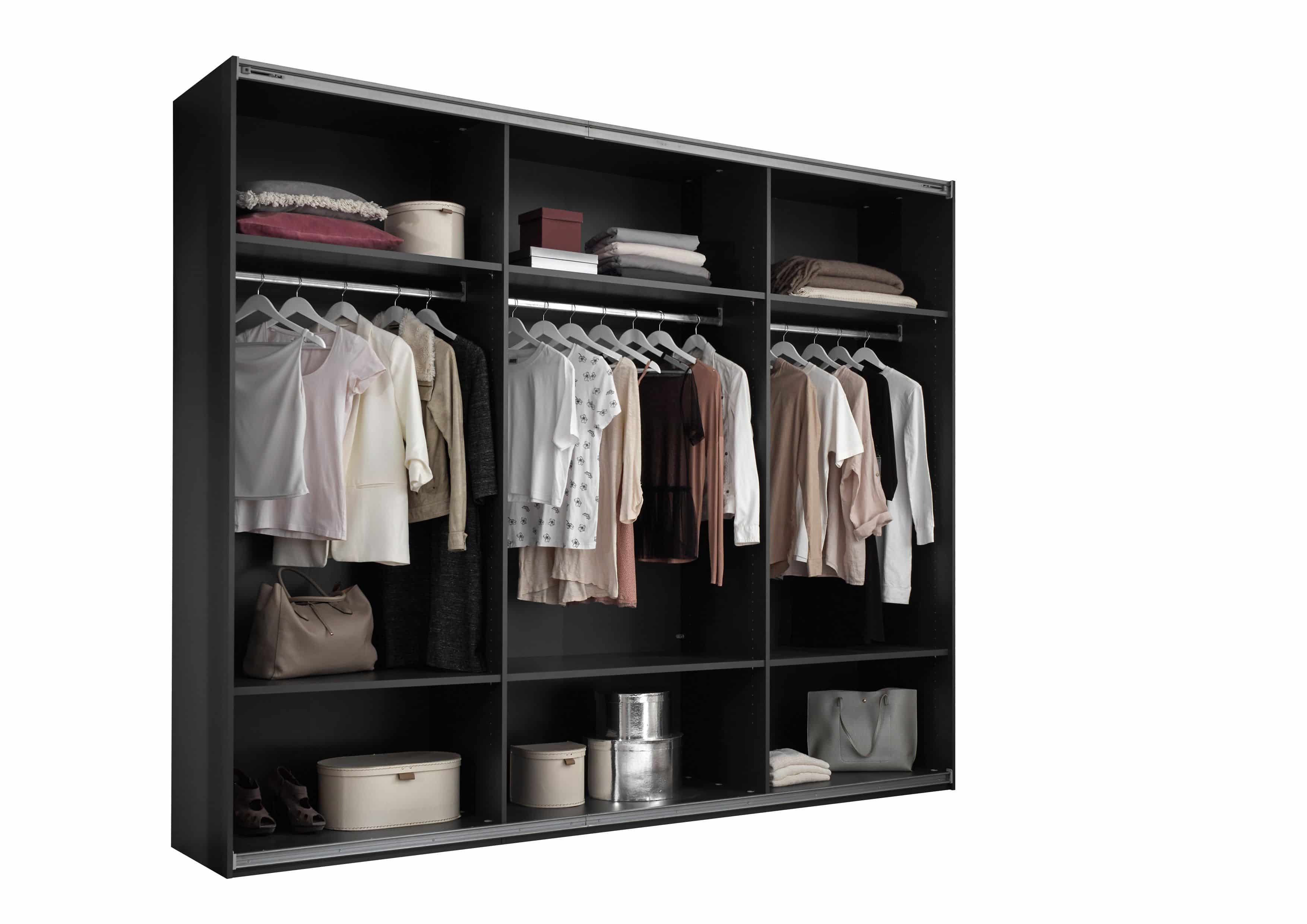 Kleiderschrank Minda mit Glastüren graphit - viel Stauraum & edles Design für Ihr Schlafzimmer Kleiderschrank Minda mit Glastüren graphit - viel Stauraum & edles Design für Ihr Schlafzimmer