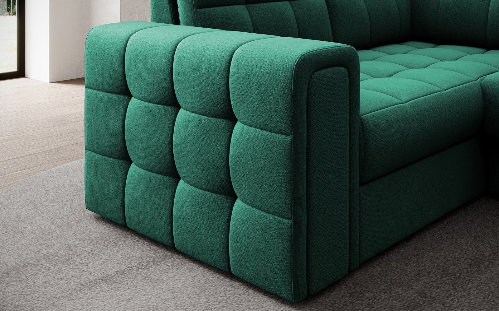 Wohnlandschaft Blewett Dunkelgrün Lukso mit Schlaffunktion Wohnlandschaft Blewett Dunkelgrün Lukso mit Schlaffunktion