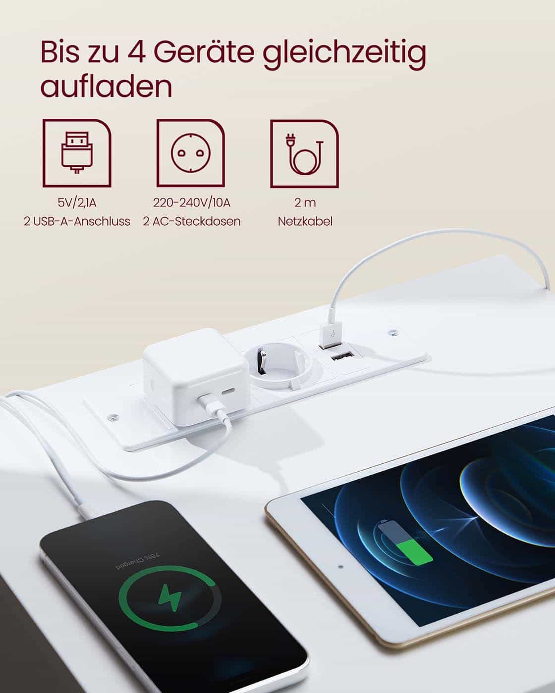 Nachttisch 2er Set mit Steckdosen und Schubladen mandelgelb Nachttisch 2er Set mit Steckdosen und Schubladen mandelgelb