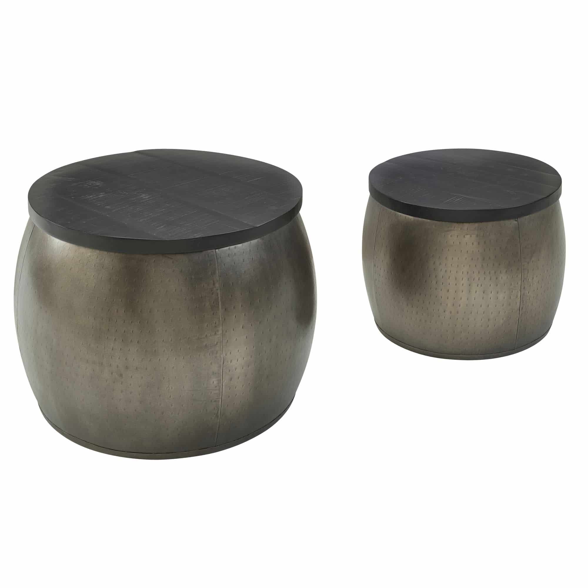 58421-WOHNLING-Beistelltisch-2er-Set-Nickel-WL6-337-WL6-337_6 Design Couchtisch 2er Set Mango Massivholz Satztisch Rund Silber