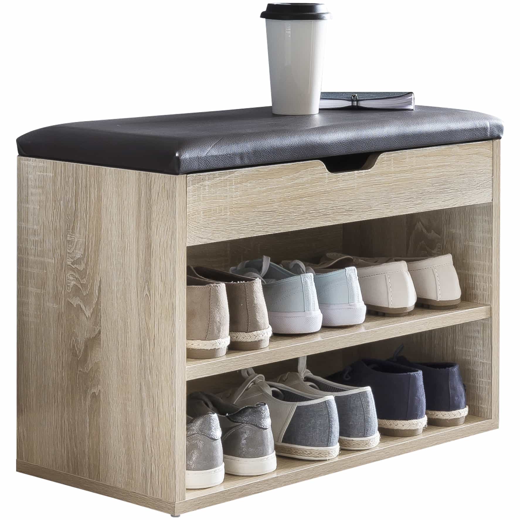 Schuhbank mit Sitzfläche Sonoma Garderoben-Bank Holz 60 x 40 x 30 cm Schuhbank mit Sitzfläche Sonoma Garderoben-Bank Holz 60 x 40 x 30 cm