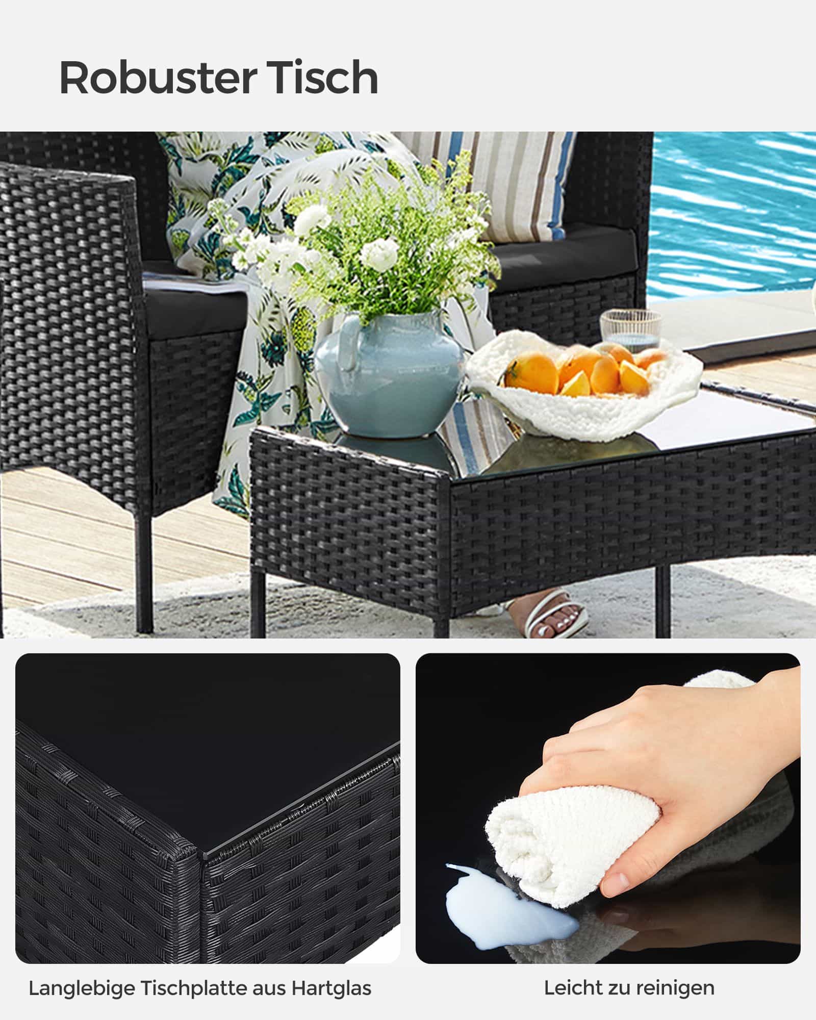 Balkonmöbel aus PE-Polyrattan schwarz-grau-B34GGF004B06 Balkonmöbel aus PE-Polyrattan schwarz-grau-B34GGF004B06