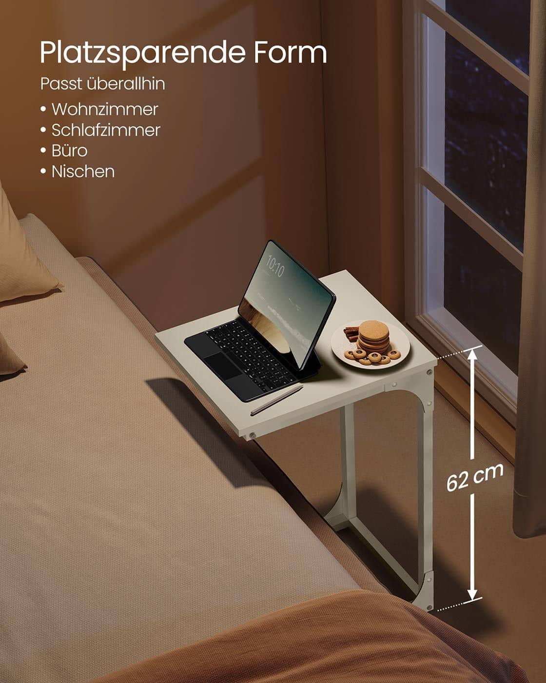Beistelltisch in C Form mit stabilem Metallgestell